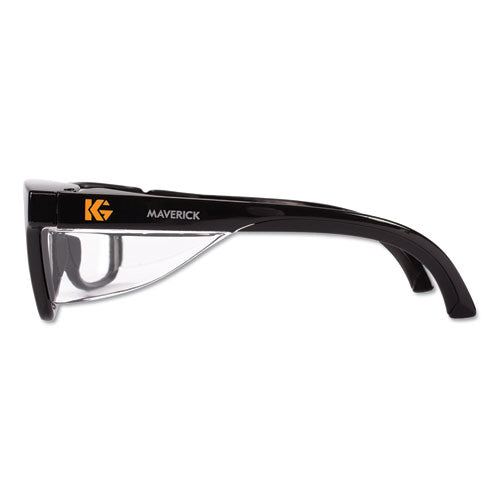 Image of KleenGuard Maverick Safety Glasses, Black, Polycarbonate Frame, Clear Lens, 12/Box