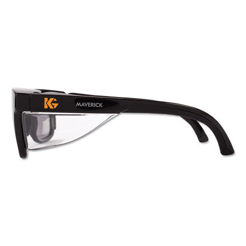 Image of KleenGuard Maverick Safety Glasses, Black, Polycarbonate Frame, Smoke Lens, 12/Box