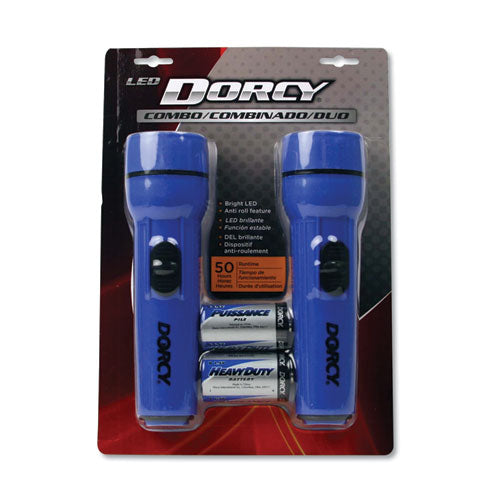 Image of DORCY® Led Flashlight Pack, 1 D Battery (included), Blue, 2/pack