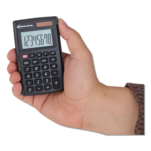 Image of Innovera® 15921 Pocket Calculator with Hard Shell Flip Cover, 8-Digit LCD