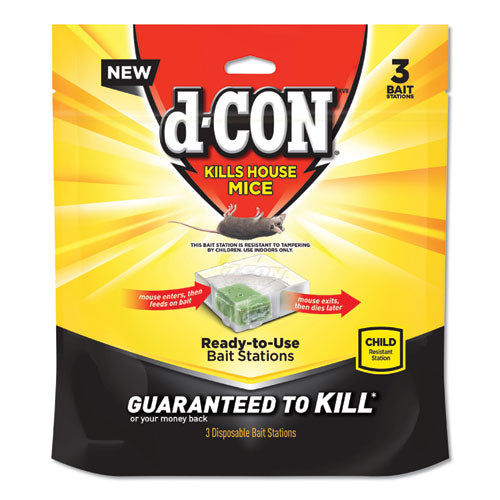 Image of d-CON® Disposable Bait Station, 3 x 3 x 1.25, 3 Bait Stations/Pack, 6 Packs/Carton
