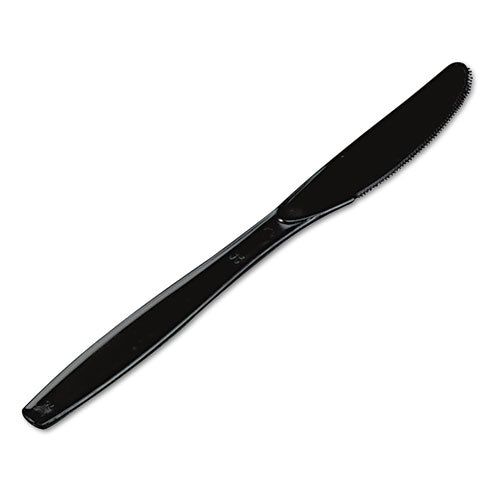 Image of Dixie® Plastic Cutlery, Heavyweight Knife, Black, 1,000/Carton
