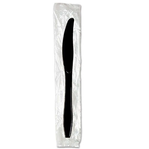 Image of Dixie® Individually Wrapped Heavyweight Knives, Plastic, Black, 1,000/Carton