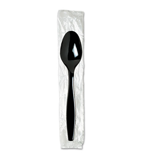Image of Dixie® Individually Wrapped Heavyweight Spoon, Plastic, Black, 1,000/Carton