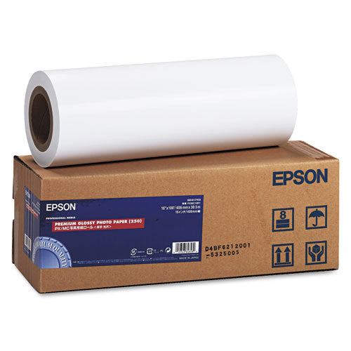 Image of Epson® Premium Glossy Photo Paper Roll, 3" Core, 10 mil, 16" x 100 ft, Glossy White
