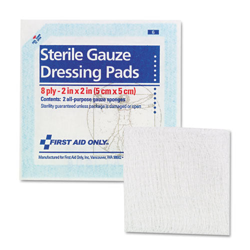 Image of First Aid Only Smartcompliance Gauze Pads, Sterile, 8-Ply, 2 X 2, 5 Dual-Pads/pack