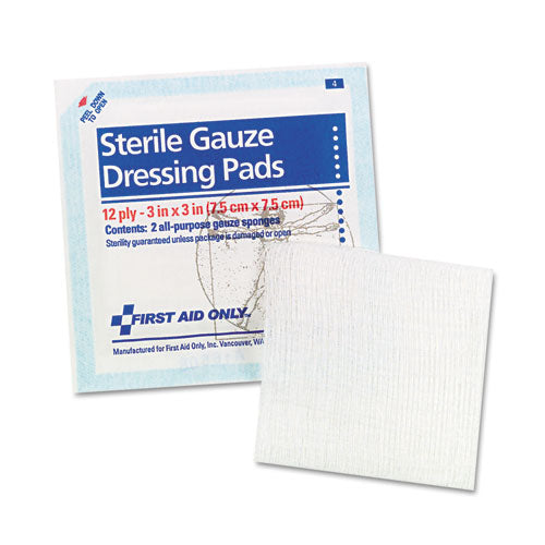 Image of First Aid Only Smartcompliance Gauze Pads, Sterile, 12-Ply, 3 X 3, 5 Dual-Pads/pack