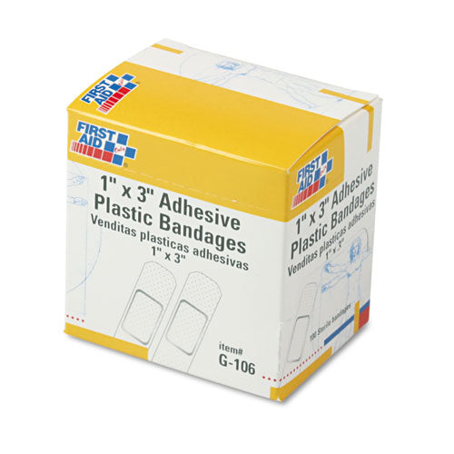 Image of First Aid Only Plastic Adhesive Bandages, 1 X 3, 100/box
