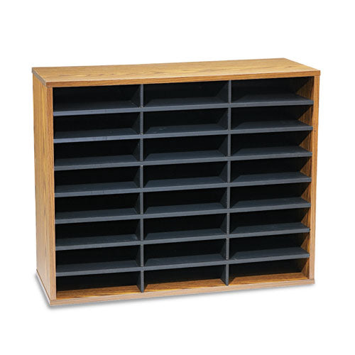 Image of Fellowes® Literature Organizer, 24 Letter Compartments, 29 x 11.88 x 23.44, Medium Oak