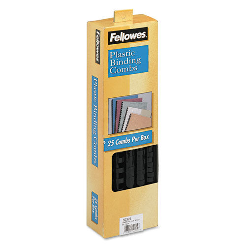 Image of Fellowes® Plastic Comb Bindings, 5/8" Diameter, 120 Sheet Capacity, Black, 25/Pack