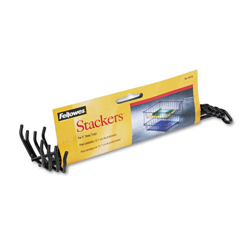 Image of Fellowes® Desk Tray Stacking Posts for 5" Capacity Trays, Wire, Black, 4 Posts/Set