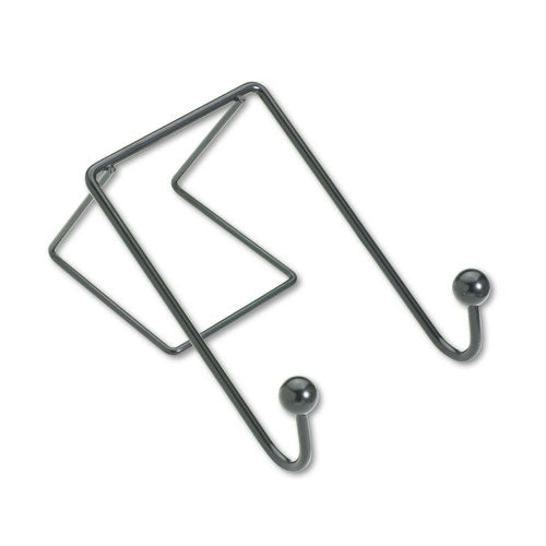 Image of Fellowes® Partition Additions Wire Double-Garment Hook, 4 x 5.13 x 6, Over-the Panel Mount,  Black
