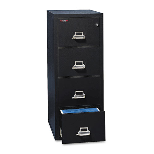Image of FireKing® Insulated Vertical File, 1-Hour Fire Protection, 4 Letter-Size File Drawers, Black, 17.75" X 25" X 52.75"