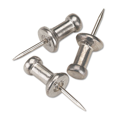 Image of GEM® Aluminum Head Push Pins, Aluminum, Silver, 0.38", 100/Box