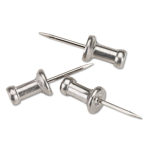 Image of GEM® Aluminum Head Push Pins, Aluminum, Silver, 0.5", 100/Box