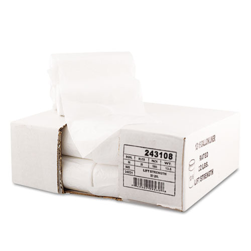 Image of Boardwalk® High-Density Can Liners, 16 gal, 7 mic, 24" x 31", Natural, Perforated Roll, 50 Bags/Roll, 20 Rolls/Carton