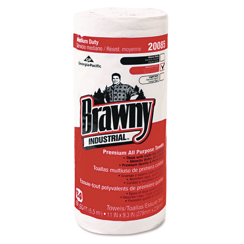 Image of Brawny® Professional Premium DRC Perforated Roll Wipers, 1-Ply, 11 x 9.38, Unscented, White, 84/Roll, 20 Rolls/Carton