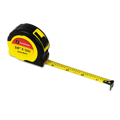 Image of Great Neck® ExtraMark Power Tape, 0.63" x 12 ft, Steel, Yellow/Black