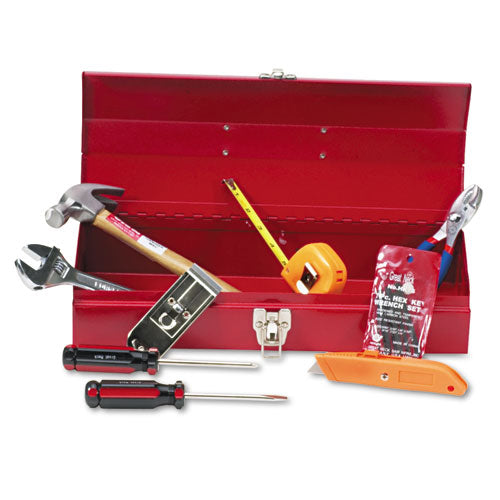 Image of Great Neck® 16-Piece Light-Duty Office Tool Kit, Metal Box, Red