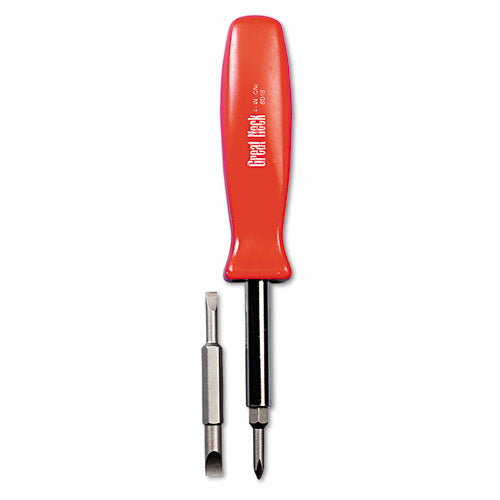 Image of Great Neck® 4 In-1 Screwdriver W/interchangeable Phillips/standard Bits, Assorted Colors