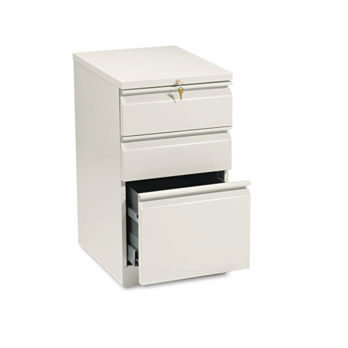Image of HON® Brigade Mobile Pedestal With Pencil Tray Insert, Left Or Right, 3-Drawers: Box/box/file, Letter, Putty, 15" X 19.88" X 28"