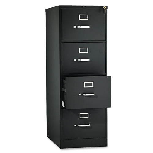 Image of HON® 510 Series Vertical File, 4 Legal-Size File Drawers, Black, 18.25" X 25" X 52"