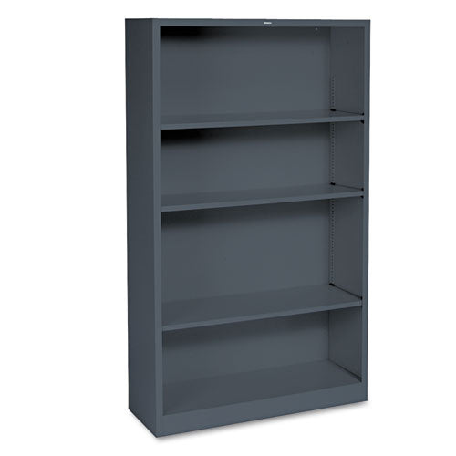 Image of HON® Metal Bookcase, Four-Shelf, 34.5w x 12.63d x 59h, Charcoal