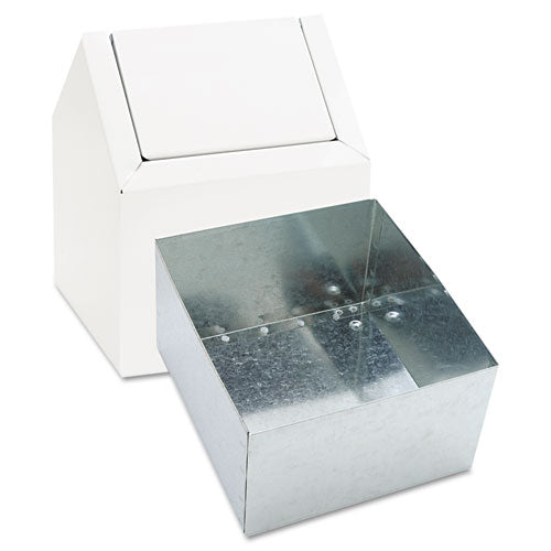 Image of HOSPECO® Double Entry, Swing Top Floor Receptacle, Metal, White