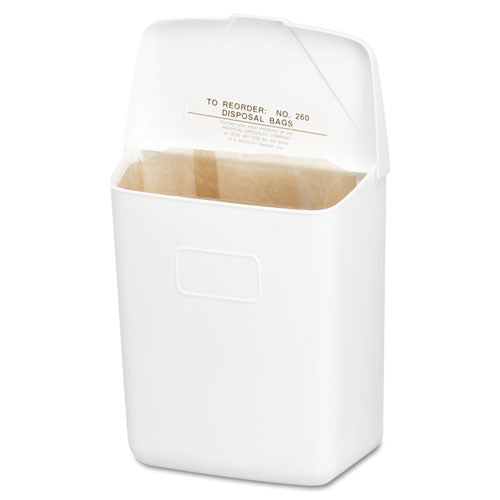 Image of HOSPECO® Wall Mount Sanitary Napkin Receptacle-PPC, 1 gal, PPC Plastic, White