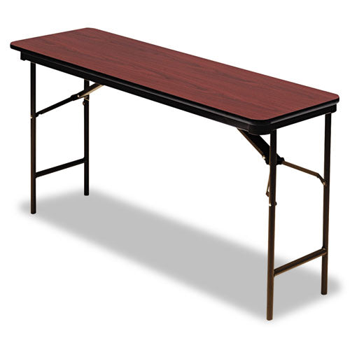 Image of Iceberg OfficeWorks Commercial Wood-Laminate Folding Table, Rectangular, 72" x 18" x 29", Mahogany