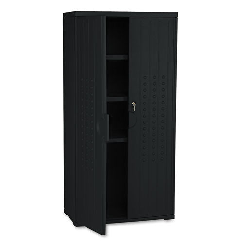 Image of Iceberg Rough n Ready Storage Cabinet, Three-Shelf, 33w x 18d x 66h, Black