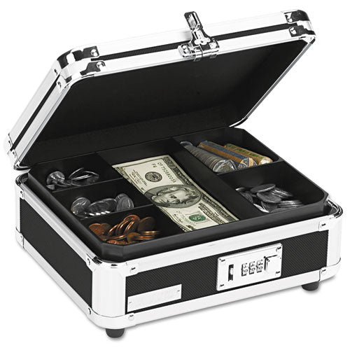 Image of Vaultz® Locking Cast Box With Tumbler Lock, 10 X 8.75 X 5, Plastic; Steel, Black And Chrome