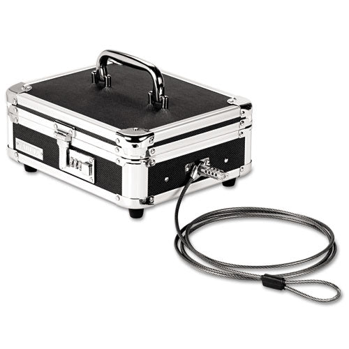 Image of Vaultz® Locking Cast Box With Tumbler Lock, 10 X 8.75 X 5, Plastic; Steel, Black And Chrome