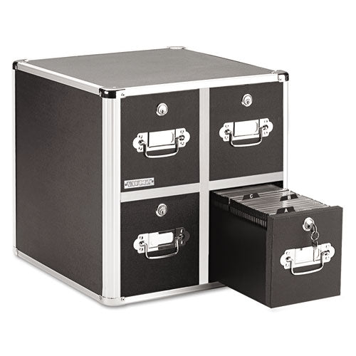 Image of Vaultz® Four-Drawer CD File Cabinet, Holds 660 Folders or 240 Slim/120 Standard Cases, Black