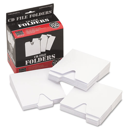 Image of Vaultz® CD File Folders, 1 Disc Capacity, White, 100/Pack