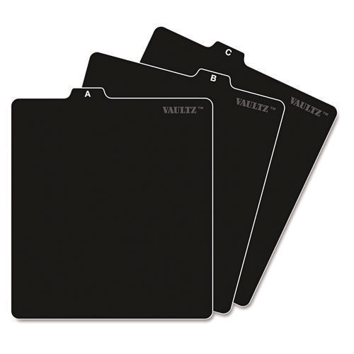 Image of Vaultz® A-Z Cd File Guides, 1/3-Cut Top Tab, A To Z, 5 X 5.75, Black, 26/set