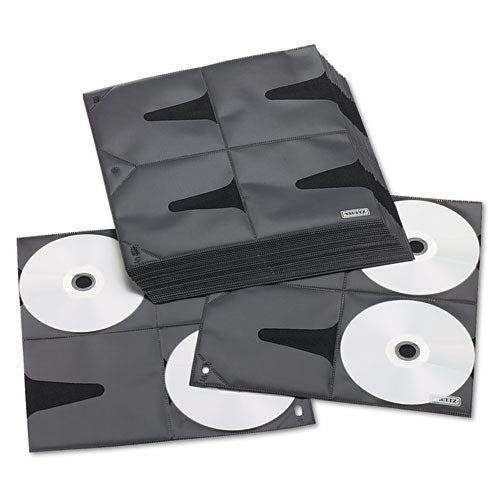 Image of Vaultz® Two-Sided CD Refill Pages for Three-Ring Binder, 8 Disc Capacity, Clear/Black, 25/Pack