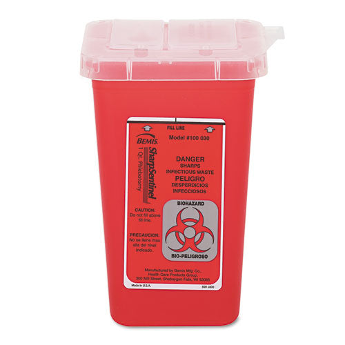 Image of Impact® 1-quart sharps container, plastic, red