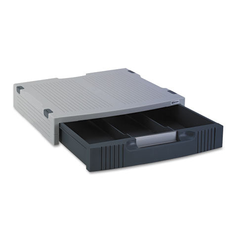 Image of Innovera® Basic Lcd Monitor/printer Stand, 15" X 11" X 3", Charcoal Gray/light Gray