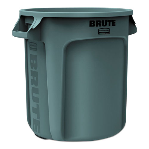 Image of Rubbermaid® Commercial Vented Round Brute Container, 10 gal, Plastic, Gray
