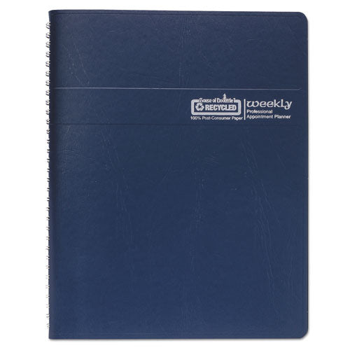 Image of House of Doolittle Recycled Professional Weekly Planner, 15-Minute Appts, 11 x 8.5, Blue Wirebound Soft Cover, 12-Month (Jan to Dec): 2025