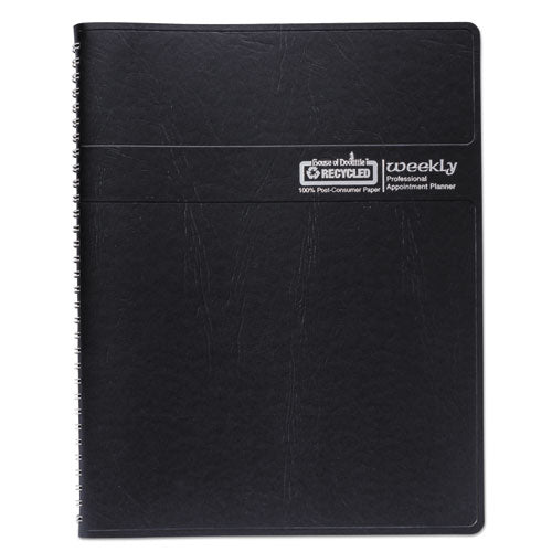 Image of House of Doolittle Recycled Professional Weekly Planner, 15-Minute Appts, 11 x 8.5, Black Wirebound Soft Cover, 12-Month (Jan to Dec): 2025