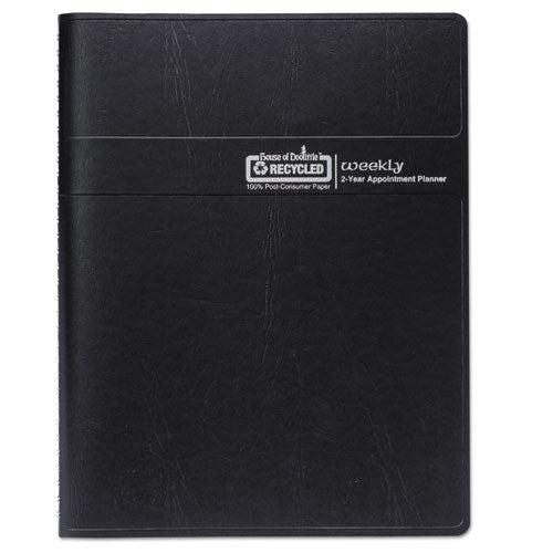 Image of House of Doolittle Recycled Professional Weekly Planner, 15-Minute Appts, 11 x 8.5, Black Wirebound Soft Cover, 24-Month: Jan 2025 to Dec 2026