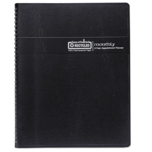 Image of House of Doolittle 24-Month Recycled Ruled Monthly Planner, 11 x 8.5, Black Cover, 24-Month: Jan 2025 to Dec 2026