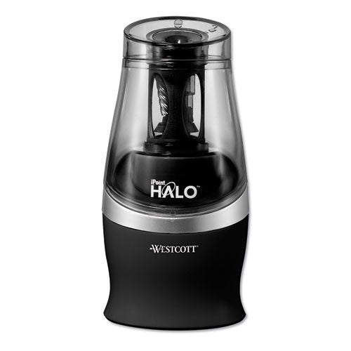 Image of Westcott® Halo Colored Pencil Non-Stick Electric Sharpener, Ac-Powered, 3.5 X 6.75, Black/silver