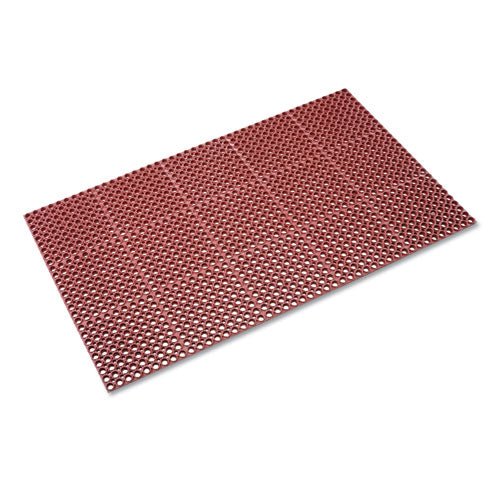Image of Crown Safewalk Heavy-Duty Anti-Fatigue Drainage Mat, Grease-Proof, 36 X 60, Terra Cotta