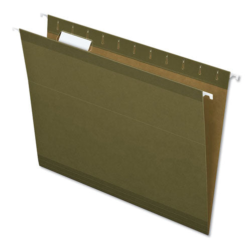 Image of Pendaflex® Earthwise by Pendaflex 100% Recycled Colored Hanging File Folders, Printable Inserts, Letter Size, 1/5-Cut Tabs, Green, 25/BX