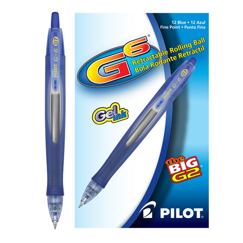 Image of Pilot® G6 Gel Pen, Retractable, Fine 0.7 Mm, Blue Ink, Blue Barrel