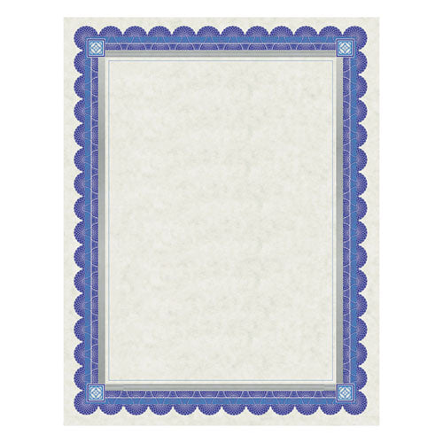 Image of Southworth® Parchment Certificates, Academic, 8.5 X 11, Ivory With Blue/silver Foil Border, 15/pack