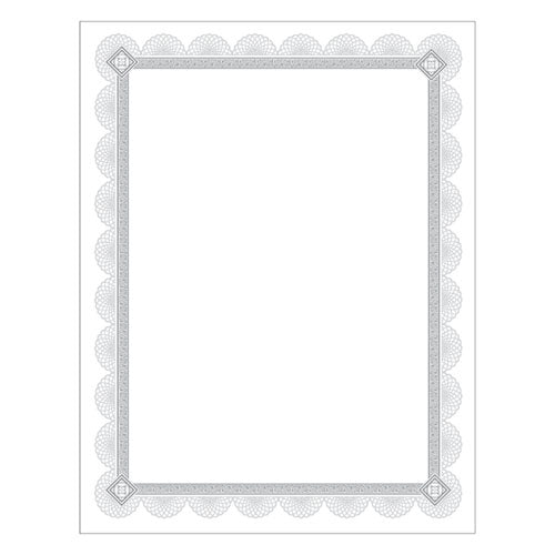Image of Southworth® Premium Certificates, 8.5 X 11, White/silver With Spiro Silver Foil Border,15/pack
